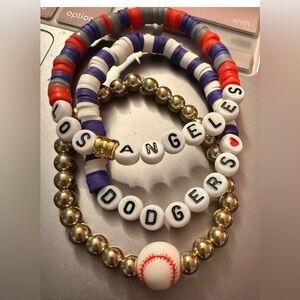 Los Angeles Dodgers Kids Bead Bracelet Set - Purple, Red, White, Gold